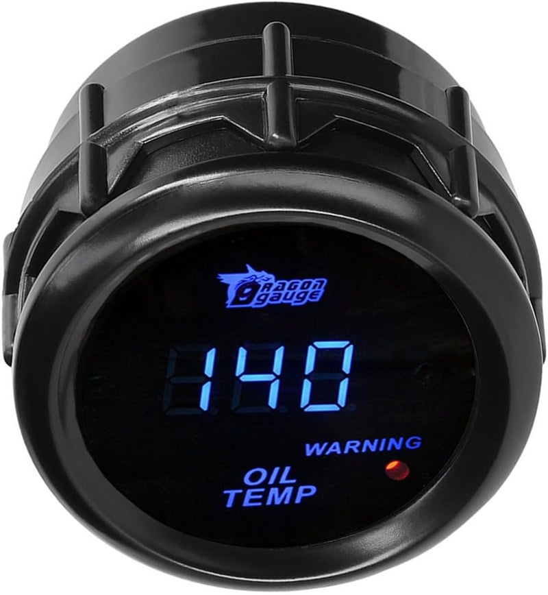 LKRXW Car Oil Temperature Gauge 12V Auto Oil Temp Gauge Meter Celsius 2" 52mm Digital Blue Light Temp Instruments 40to 150 Celsius with Sensor - Image 1